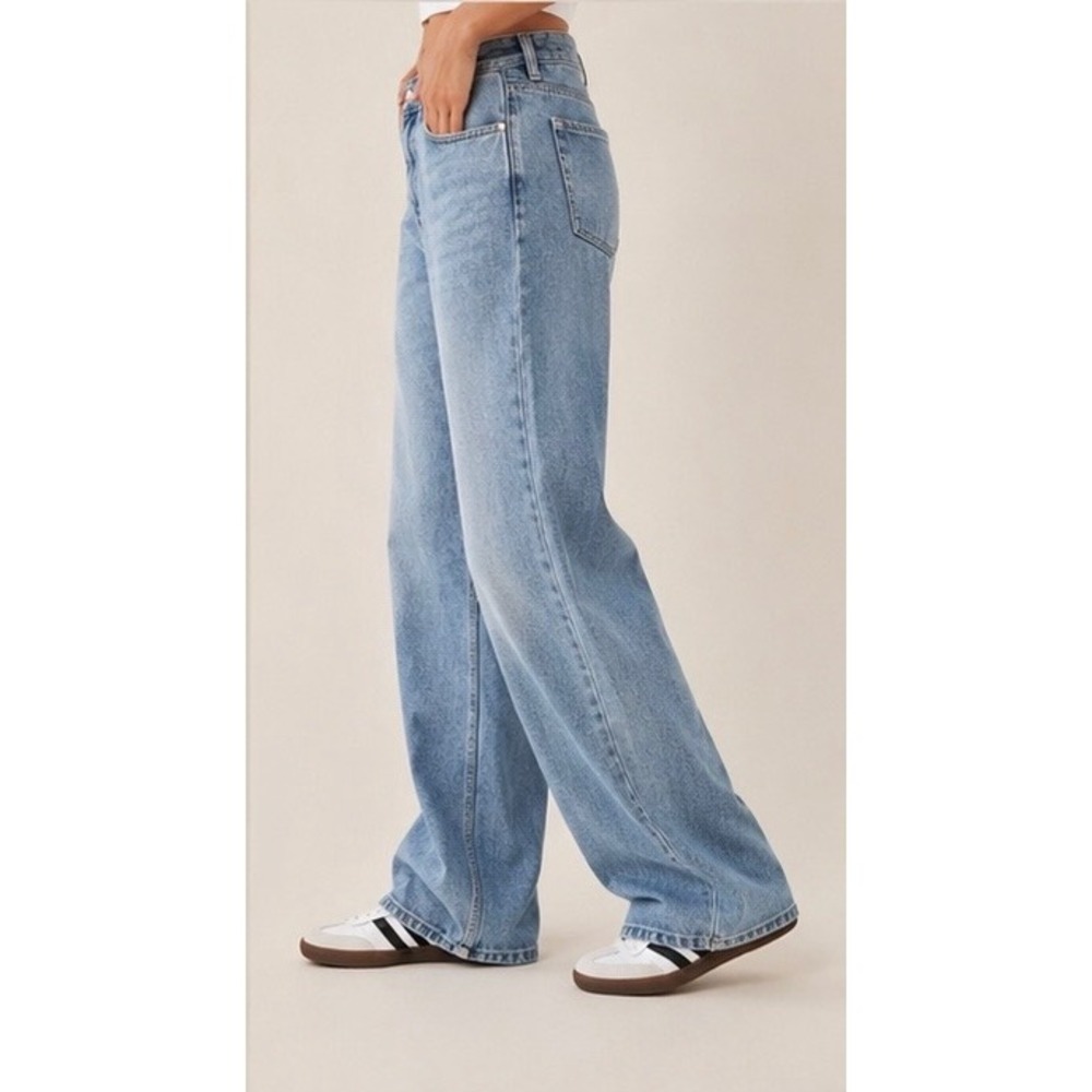Brisk Presley Wide Leg Jeans Light Wash Blue High Rise Baggy Denim 35/13